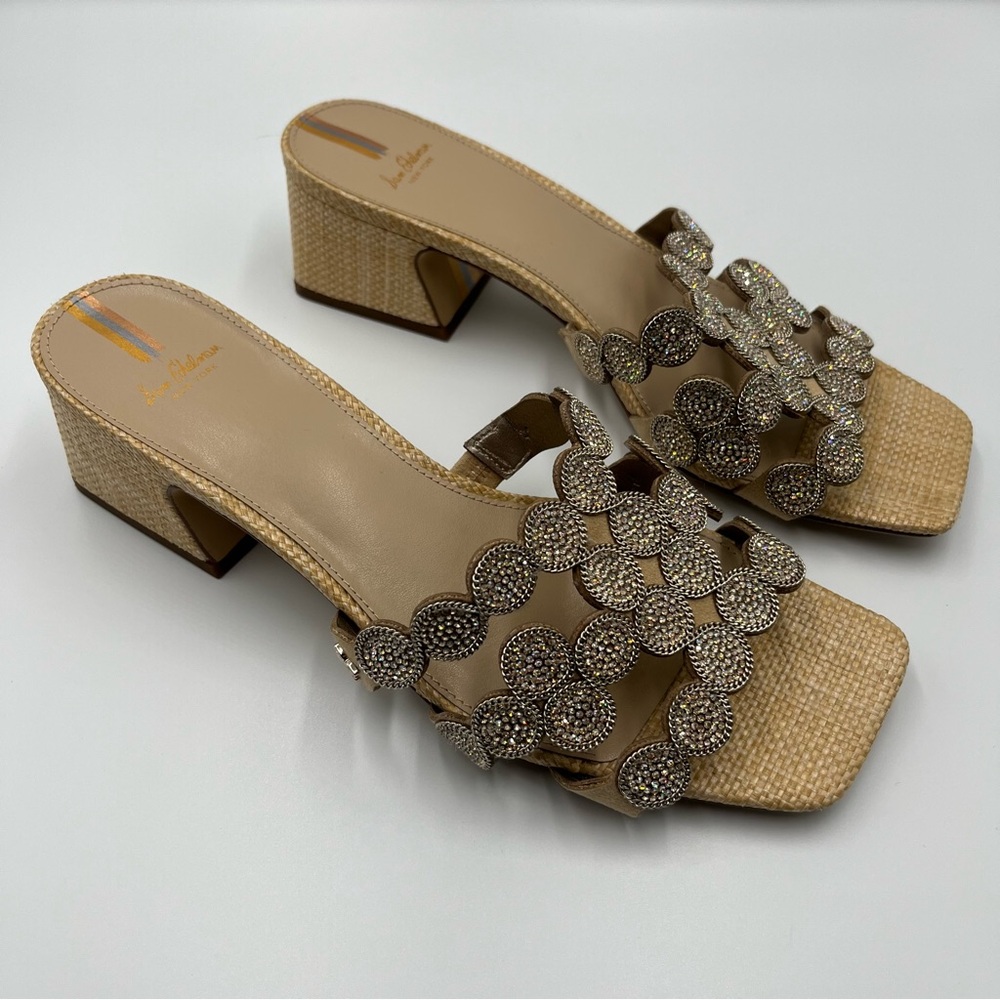 Sam Edelman Winter Slide Gold Block Heels Sz 10 Square Toe